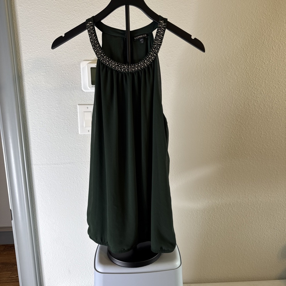 Express Women's Studded Halter Top Green Size L